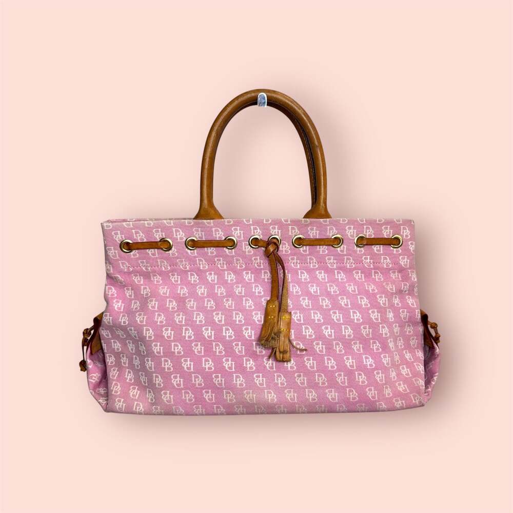 Dooney & Bourke Pink Monogram Tassel Tote Handbag